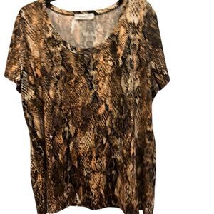 Urban Rebel Women's 2XL Multicolor Snakeskin Print V-Neck Blouse